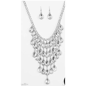 NWT Paparazzi Zi Collection The Shanae Necklace Earrings SET Teardrop Retired